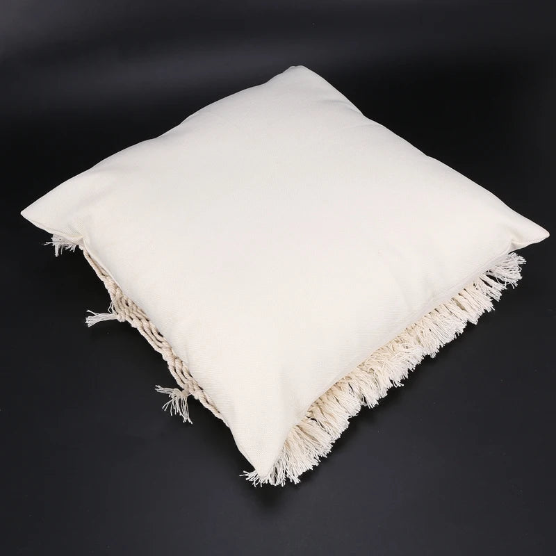 HOT SALE Boho Style Linen Cotton Tassels Pillow Cover Handmade Throw Cushion Cotton Rope Pillowcase Home Sofa Decorative