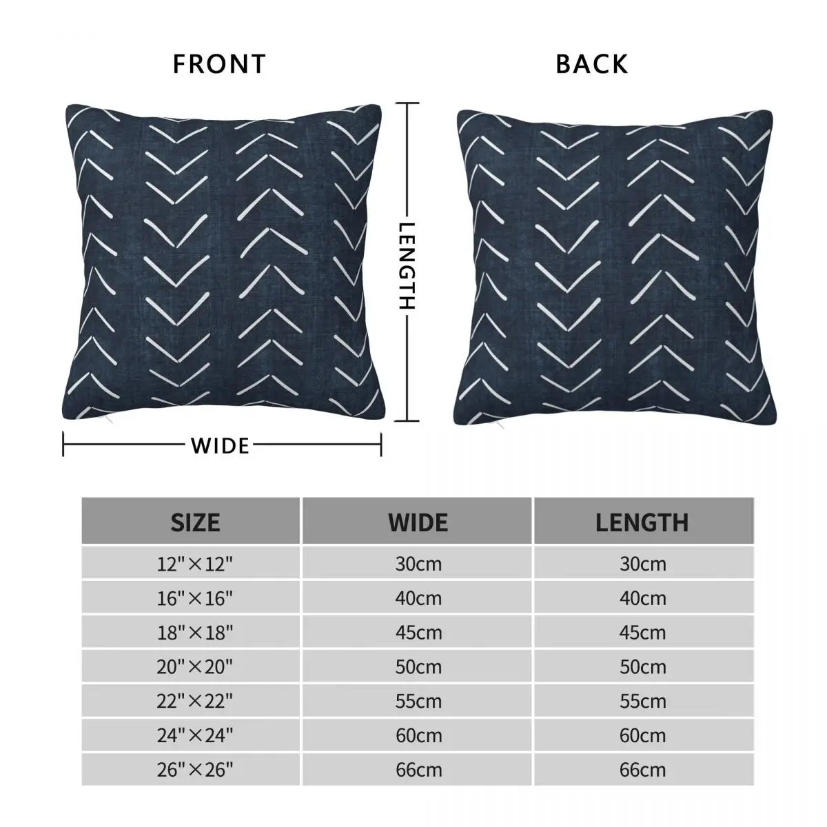 Boho Big Arrows In Navy Square Pillowcase Polyester Linen Velvet Printed Zip Decor Pillow Case Car Cushion Cover