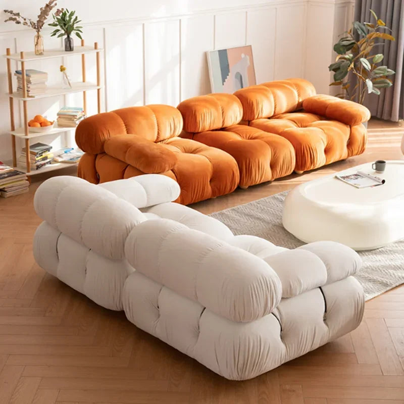 Vintage Velvet Sofa Bed Relax Recliner Mechanism Module Longue Couch White Unique Reading Divani Soggiorno Living Room Furniture