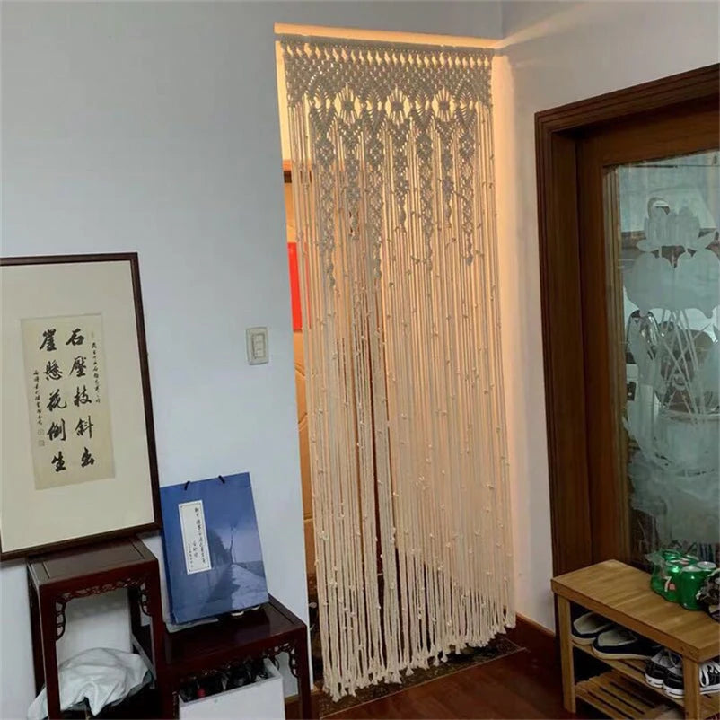 Large Tassel Hand-Woven Macrame Door Curtain